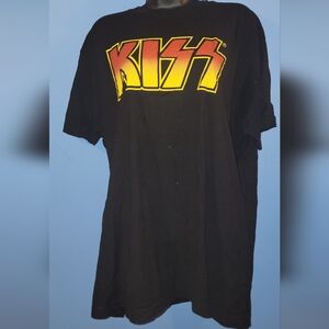 Kiss Black T-Shirt with White Logo Size Xl